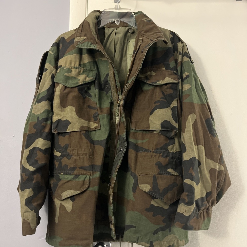 US Military Issue M65 Woodland Camo Cold Weather Field Jacket Small Short
